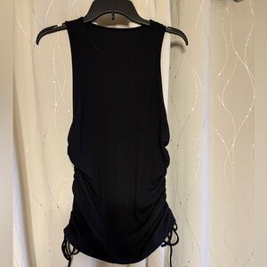 NWOT Black Top with Ruched Sides